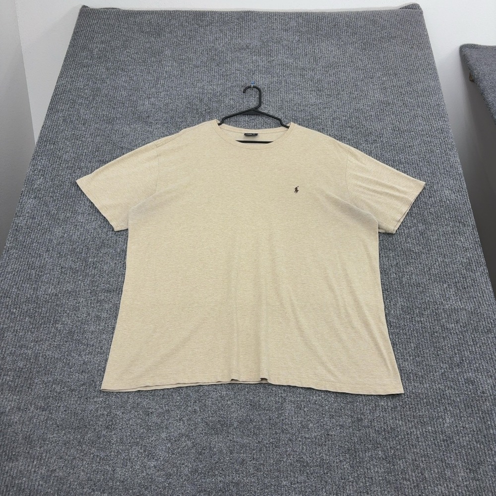 Polo Ralph Lauren T Shirt Mens XL Beige Cotton Short Sleeve Crew Neck Casual